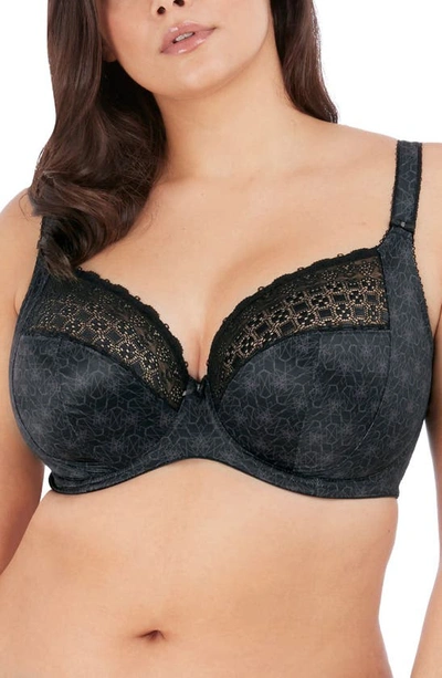 Elomi Women's Full Figure Kim Underwire Plunge Stretch Lace Bra El4340 In Black