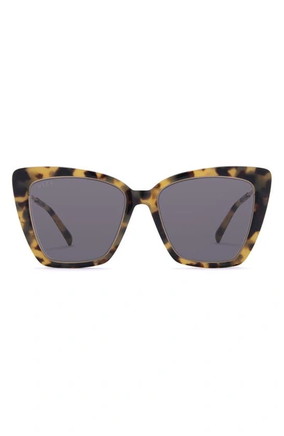 Diff Becky Iv 56mm Cat Eye Sunglasses In Hazel Tortoise/ Grey