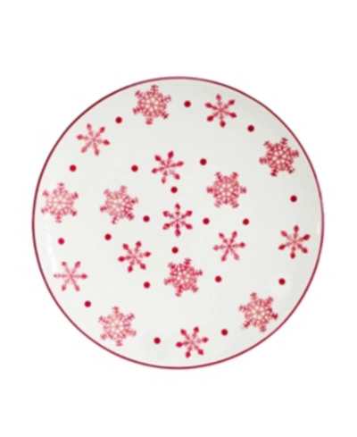 Euro Ceramica Winterfest Round Platter In Red/white