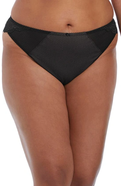 Elomi Charley Full Figure Mesh & Lace Brazilian Briefs In Black