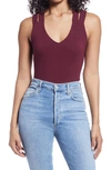 Loveappella Strappy Layering Tank In Burgundy