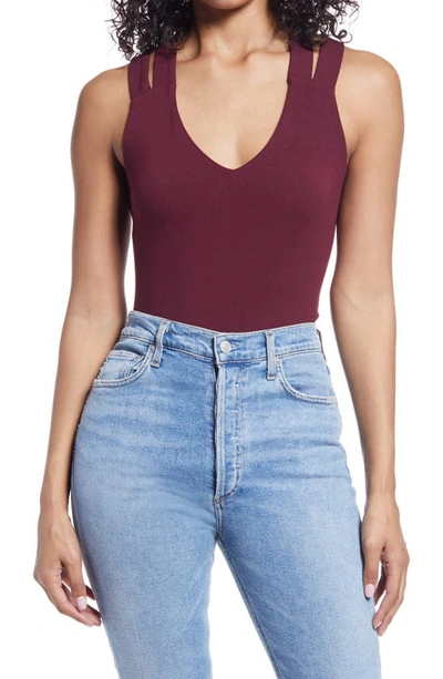 Loveappella Strappy Layering Tank In Burgundy