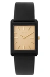 Breda Virgil Leather Band Watch In Black In Black/ Black/ Gold