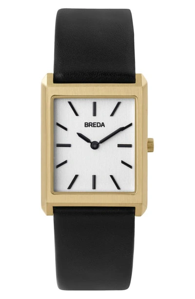 Breda Virgil Leather Band Watch In Black/gold In Black,gold