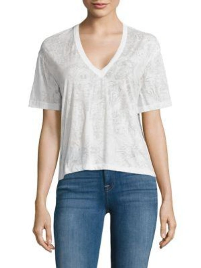 Zadig & Voltaire Wassy Printed V-neck Tee In White