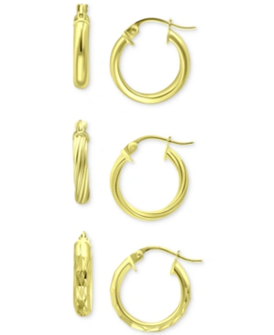 Giani Bernini 3-pc. Set Small Hoop Earrings In Sterling Silver, 0.625", Created For Macy's In Gold Over Silver