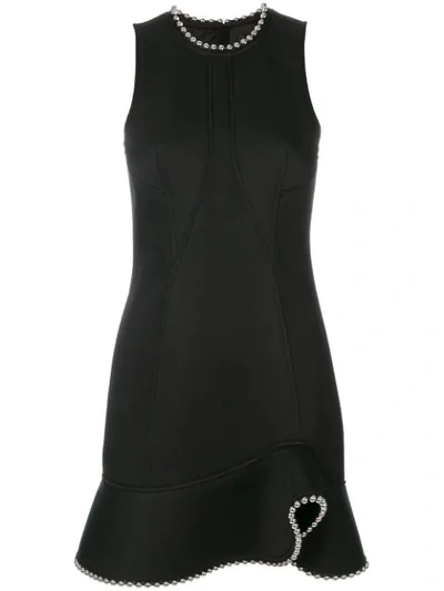 Alexander Wang Ball Chain Trim Peplum Shift Dress In Onyxnero