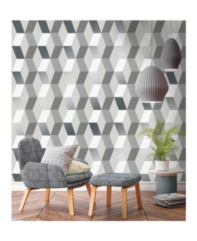 Advantage 20.5" X 369" Rochelle Geometric Wallpaper In Gray