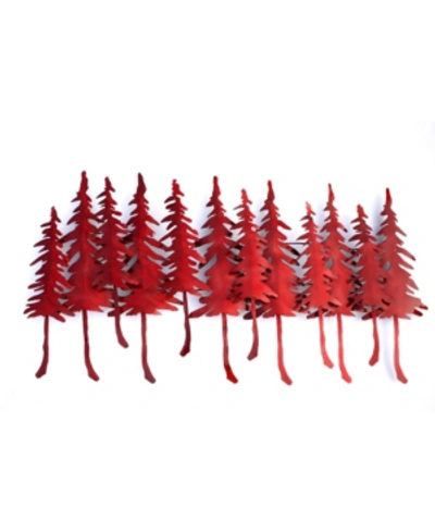 Peterson Artwares Fall Forest Wall Mountable Original Artwork, 28" X 51" In Red