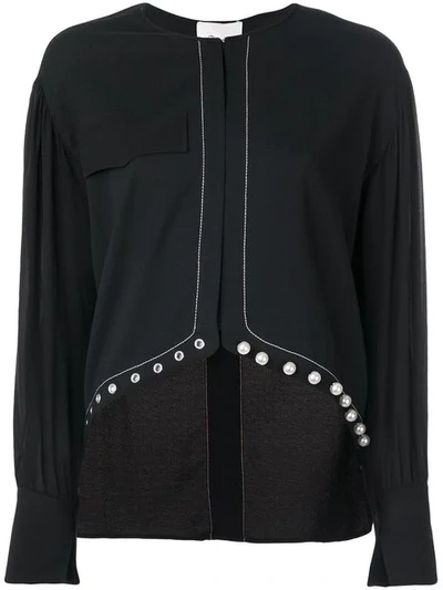 3.1 Phillip Lim / フィリップ リム Pearl Hem Cotton-blend Shirt In Black