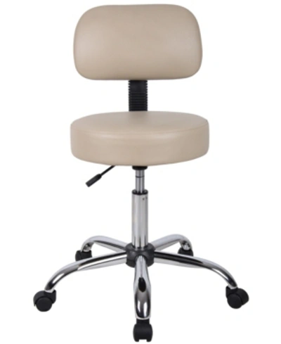 Boss Office Products Adjustable Caressoft Medical Stool W/ Back Cushion In Beige