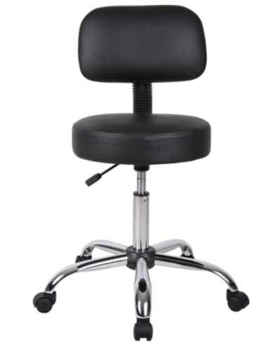 Boss Office Products Adjustable Caressoft Medical Stool W/ Back Cushion In Black