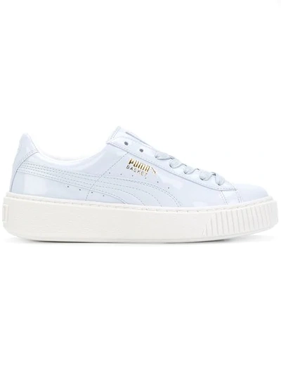 Puma Basket Platform Leather Trainers In Halogen Blue