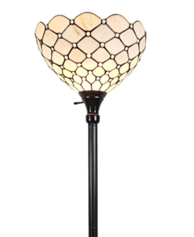 Amora Lighting Tiffany Style Floor Torchiere Lamp In White