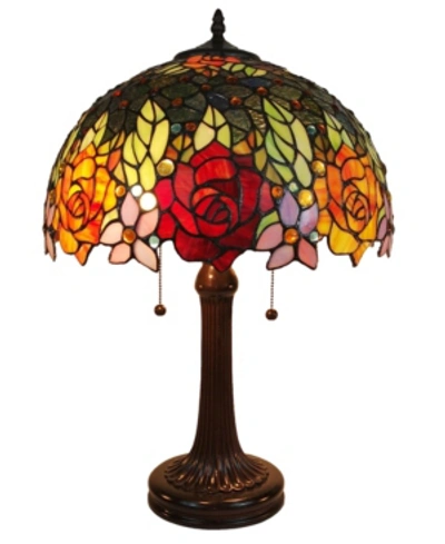 Amora Lighting Tiffany Style Roses Table Lamp In Multi