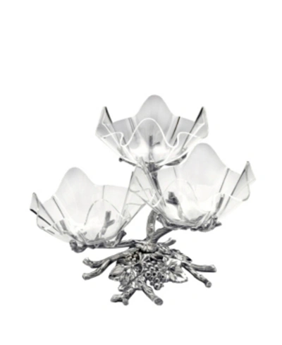 Arthur Court Designs Aluminum Grape Acrylic Bowls 3-tiered Stand In Silver