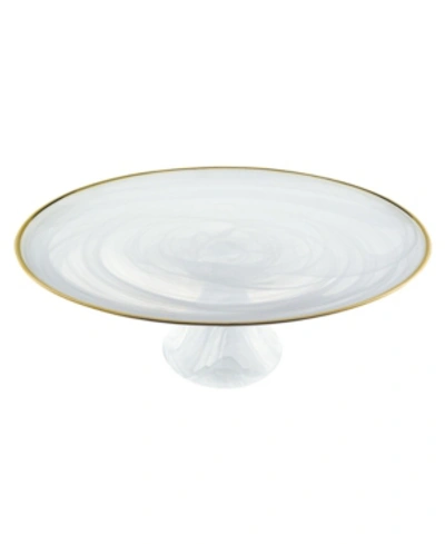 Badash Crystal Alabaster 13" Footed Glass Cakestand With Rim In Gold