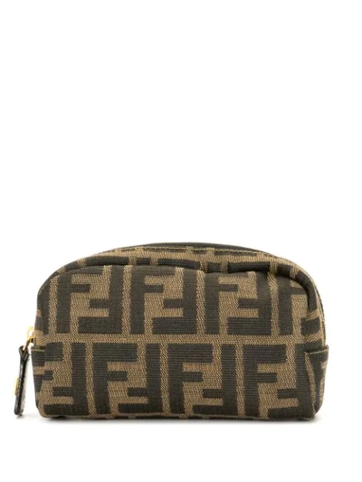 Pre-owned Fendi Zucca Cosmetic Bag In Brown