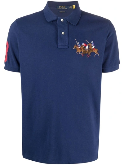Polo Ralph Lauren Custom Slim Fit Triple Pony Polo Shirt In Blue | ModeSens