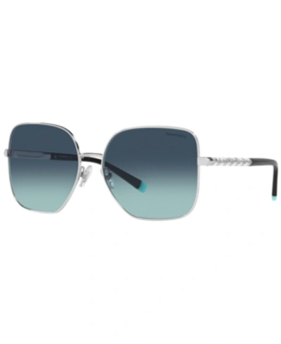 Tiffany & Co Women's Sunglasses, Tf3078b 60 In Silver/blue Gradient