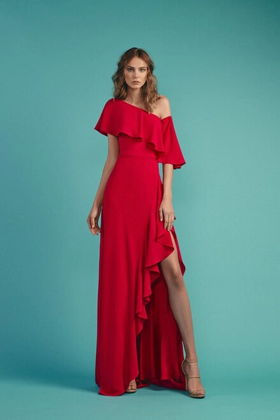 Beside Couture By Gemy Ruffled One Shoulder Gown
