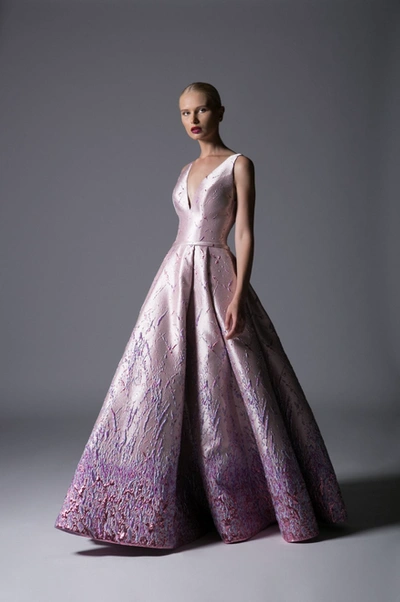 Divina By Edward Arsouni Sleeveless Jacquard A-line Ball Gown