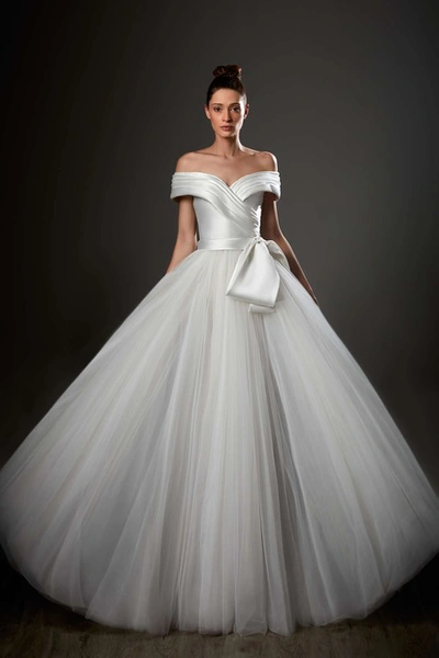 Ziad Germanos Off Shoulder A-line Ball Gown