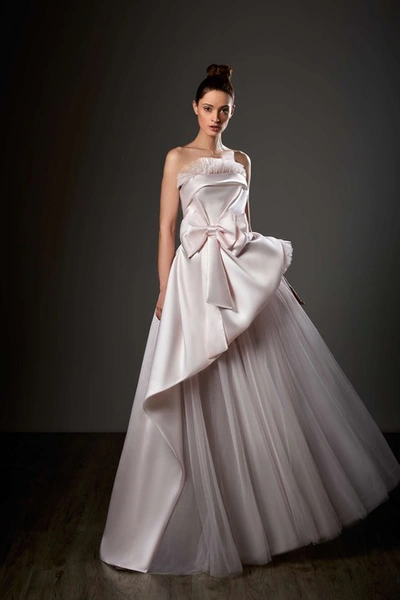 Ziad Germanos Strapless Draped A-line Gown
