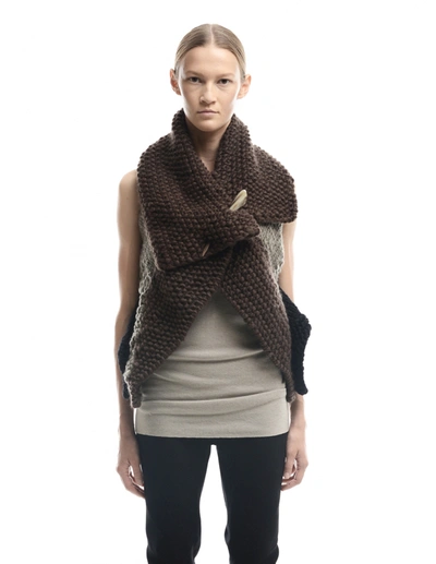 Hun Rick Owens Wool Knitted Waistcoat In Brown