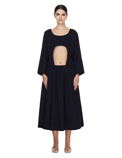 Comme Des Garcons Cdg Navy Cut Out Dress In Navy Blue
