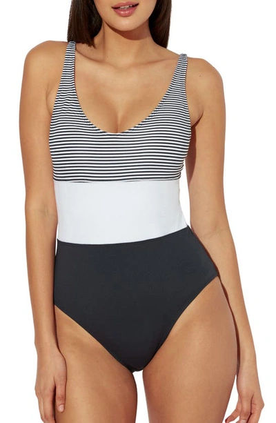 Bleu Rod Beattie Inside The Lines One-piece Swimsuit In Black/white