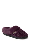 Dearfoams Claire Faux Fur Trimmed Marled Chenille Knit Clog In Purple