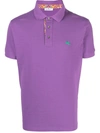 Etro Embroidered-logo Cotton Polo Shirt In Purple