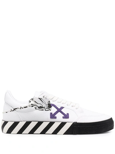 Off-white White & Purple Vulcanized Low Sneakers In White,black