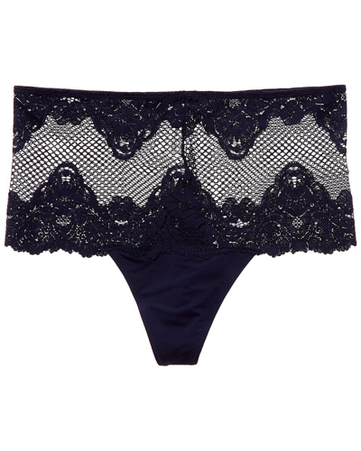 Le Mystere Lace Allure High Waist Thong In Blue