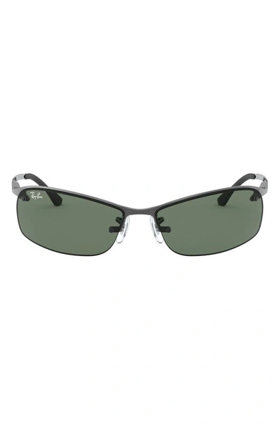 Ray Ban Polarized 55mm Aviator Sunglasses In Gunmetal/ Green