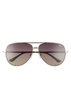 Quay High Key 68mm Aviator Sunglasses In Gold Black/ Brown Gradient