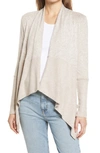 Bobeau Hacci Ribbed Open Cardigan In H Oatmeal