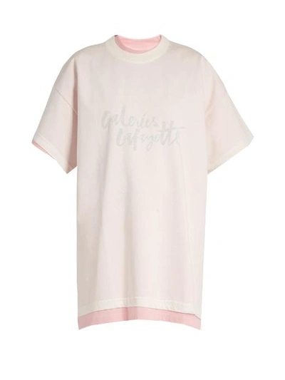 Vetements X Hanes Oversized Double-layer Cotton T-shirt In Pink