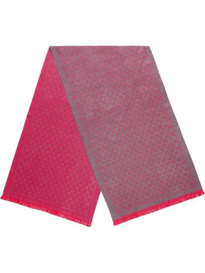 Gucci Gg Mauve Wool Jacquard Scarf In Pink
