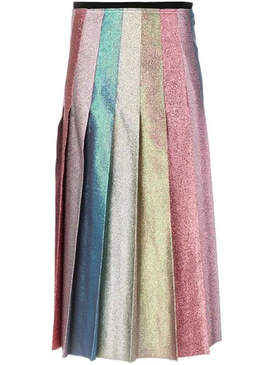 Gucci Pleated Multicolor Lurex Skirt In Multicolour