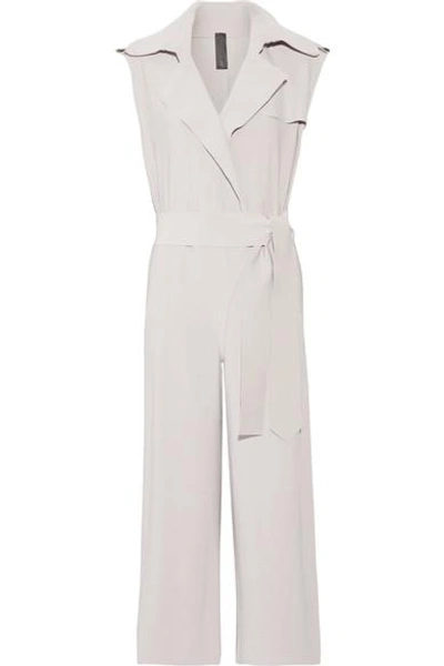 Norma Kamali Wrap-effect Stretch-jersey Jumpsuit In Taupe