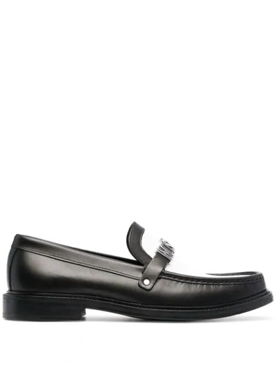 Moschino Logo-plaque Leather Loafers In Black