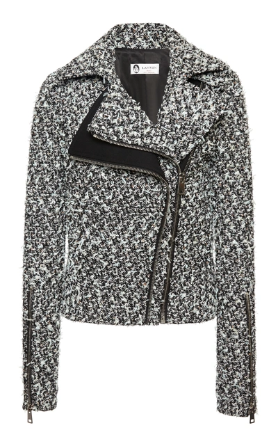 Lanvin Tweed Double Zipper Jacket In Blue