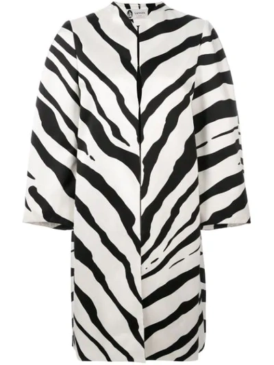 Lanvin Zebra-print Collarless Cotton-blend Coat In Black