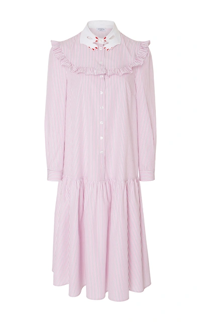 Vivetta Teheran Dream Ruffle Cotton Shirt Dress In Pink