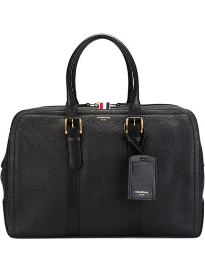 Thom Browne Pebbled Leather Duffle Bag In Black