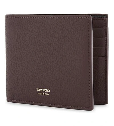 Tom Ford Grained Leather Card Holder In Dark Cabernet