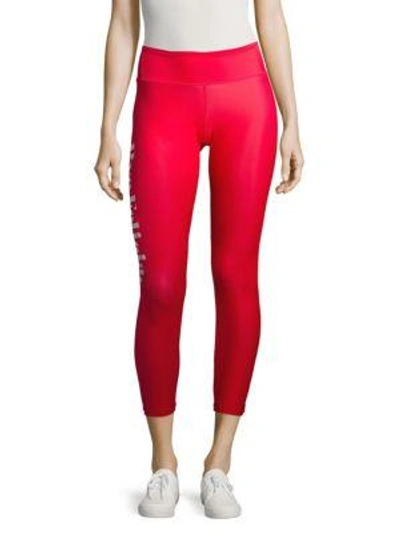 Chrldr Printed Cropped Leggings In Pink