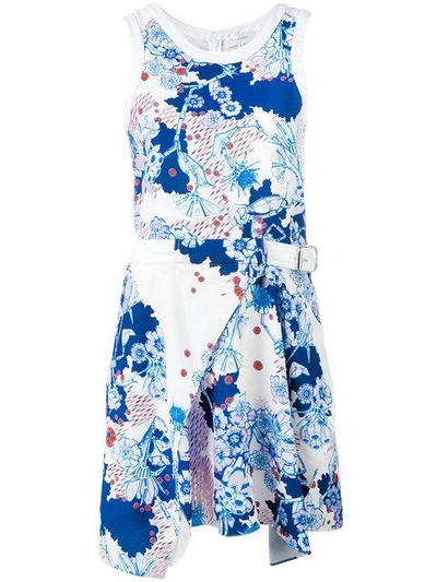 Carven Floral Print Dress In White